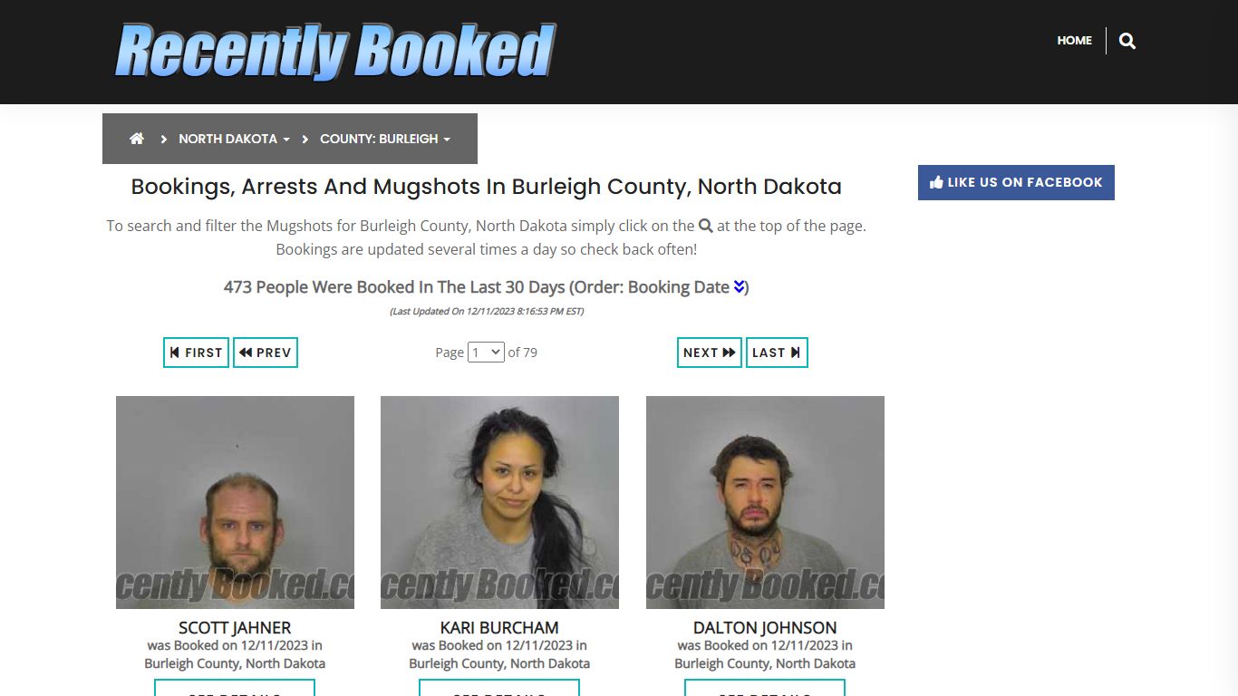 Bookings, Arrests and Mugshots in Burleigh County, North Dakota